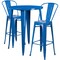 Emma and Oliver Commercial Grade 30" Round Metal Indoor-Outdoor Bar Table Set with 2 Cafe Stools